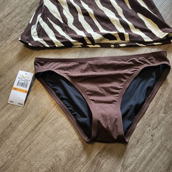 MICHAEL Michael Kors - Ghanzi Zebra Logo Ring One Shoulder Tankinia and bottom S - Picture 4 of 8